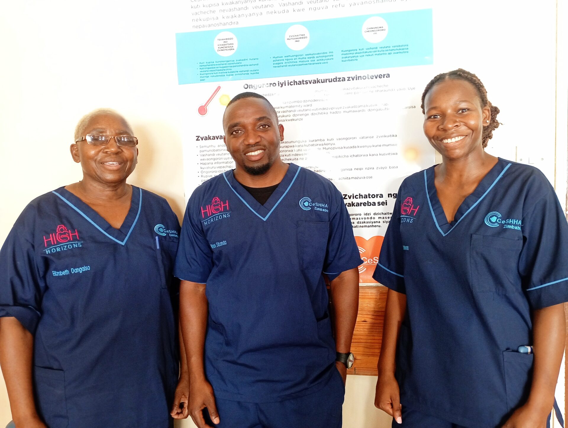 CeSHHAR staff supporting the site and appreciation visit of the climate and health project at Mt Darwin Hospital, Zimbabwe. (Credit: Tavonga Chikwaya CeSHHAR)